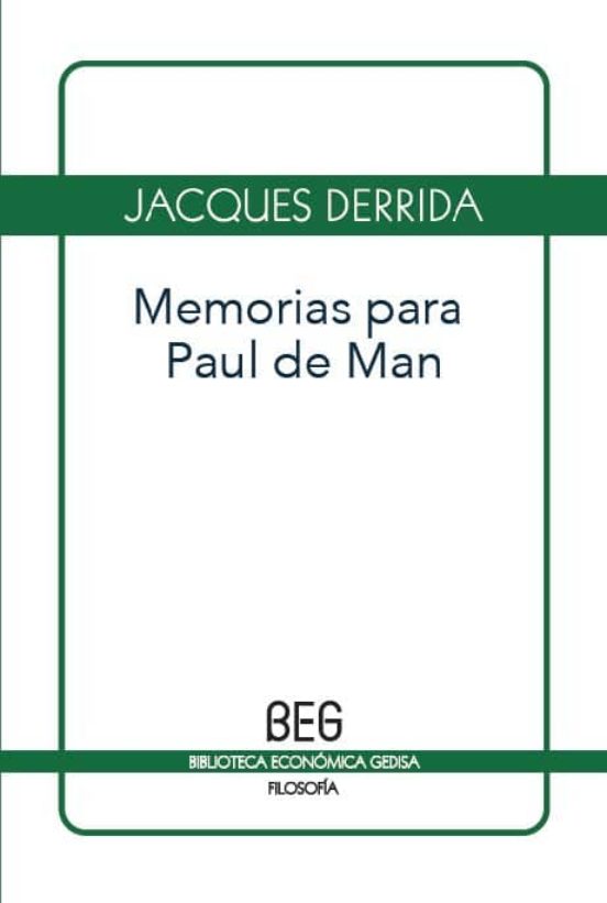 MEMORIAS PARA PAUL DE MAN