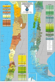 MAPA DE CHILE POLITICO 1:2 (102 X 72 CM)